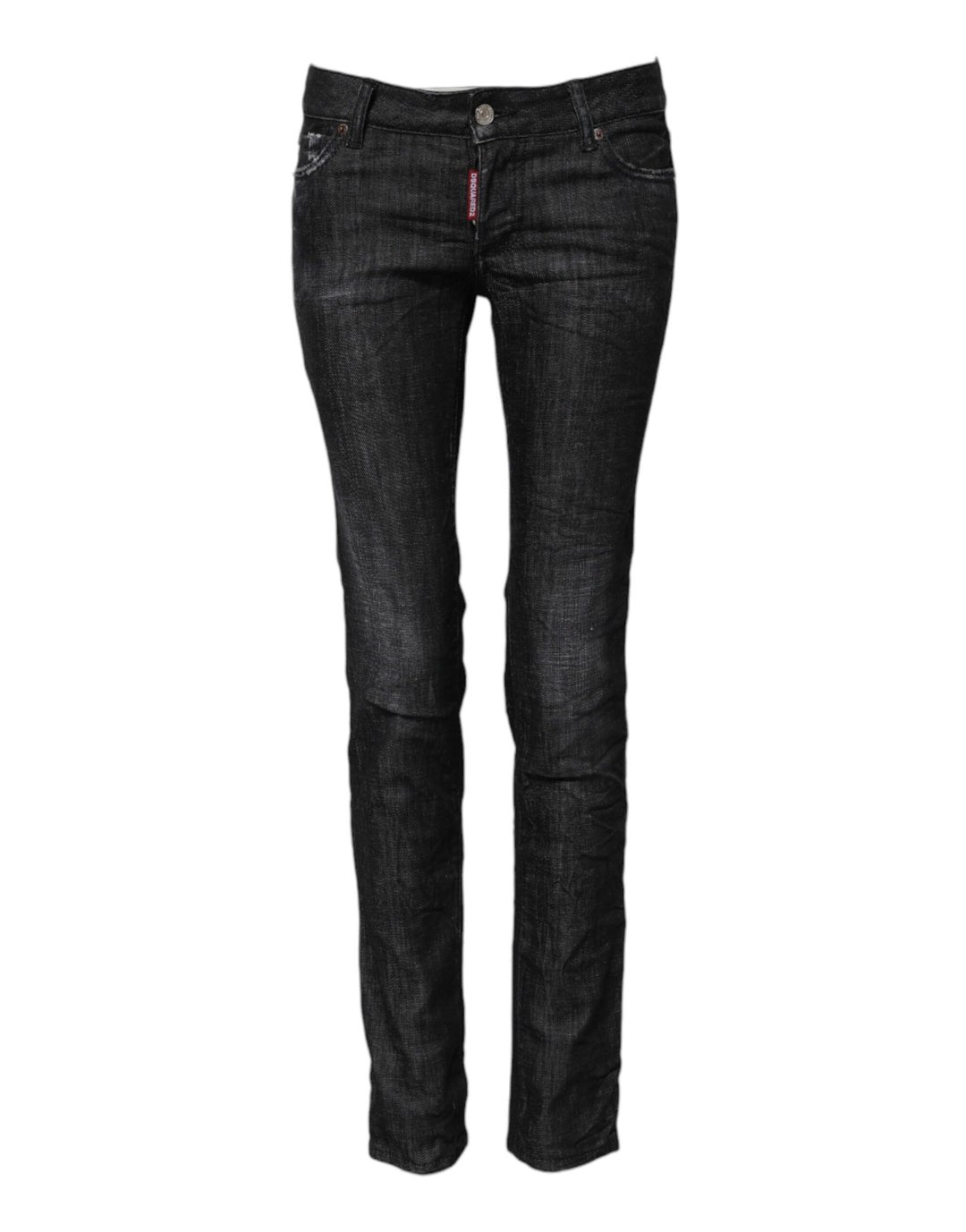 Black Cotton Low Waist Skinny Denim Jeans
