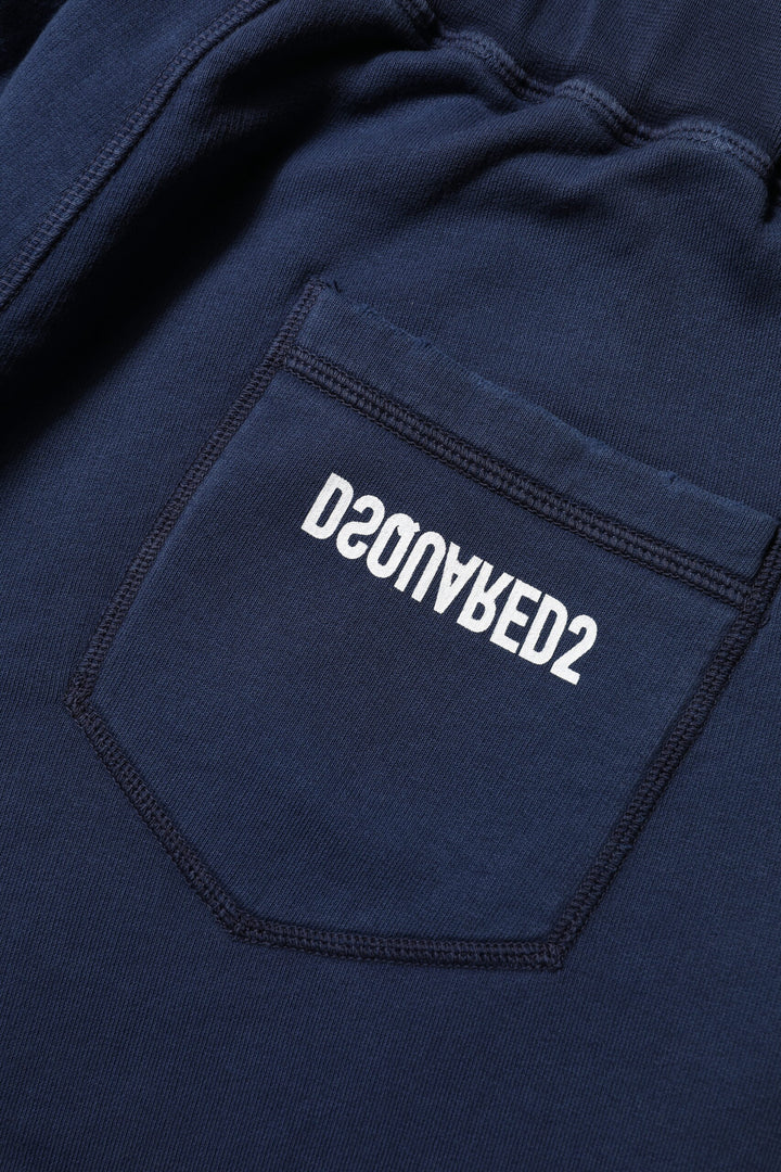 Blue Cotton Mid Waisted Jogger Pants