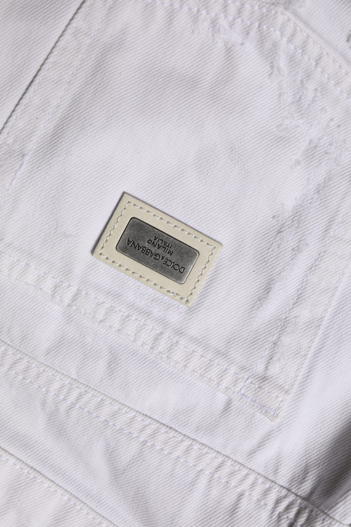 White Cotton Mid Waisted Women Denim Jeans