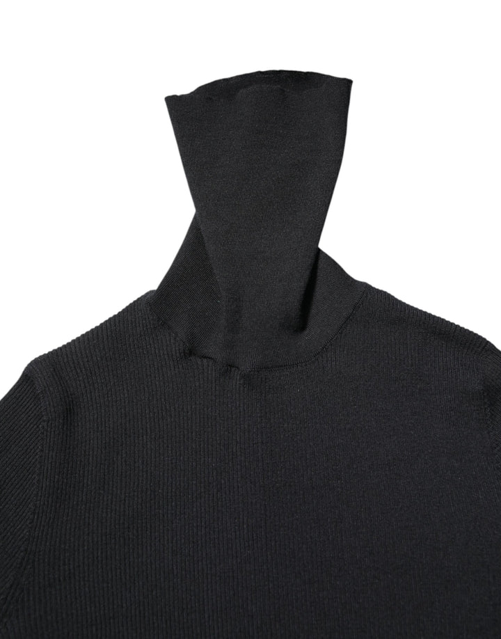Black Cashmere Turtleneck Knitted Blouse Top