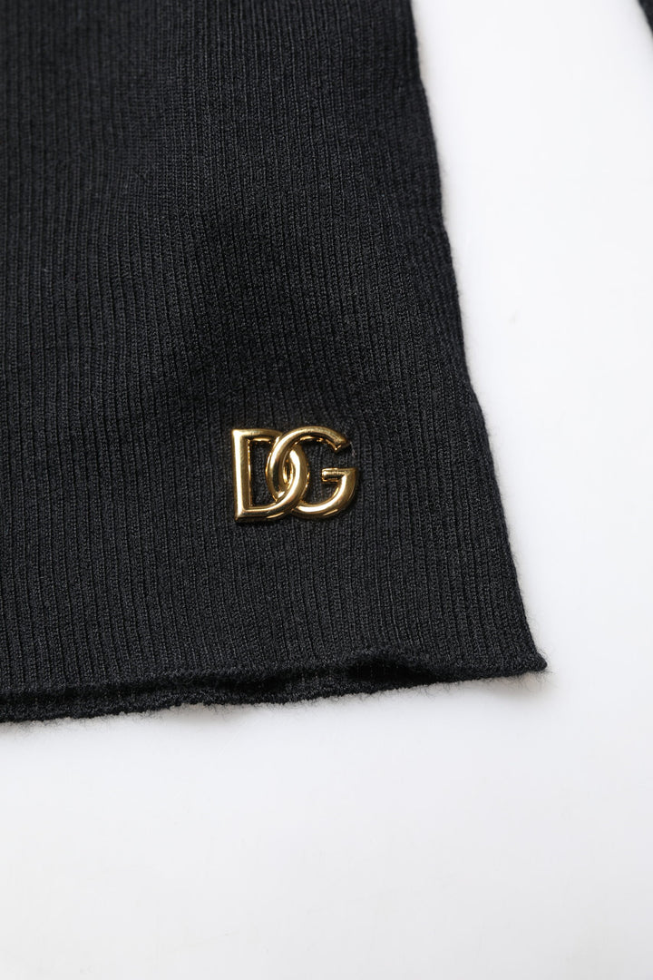 Black Cashmere Turtleneck Knitted Blouse Top