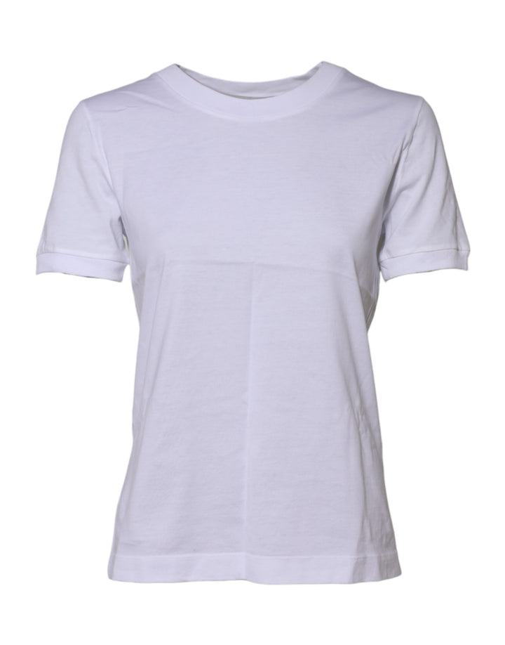 White Cotton Round Neck Short Sleeves T-shirt