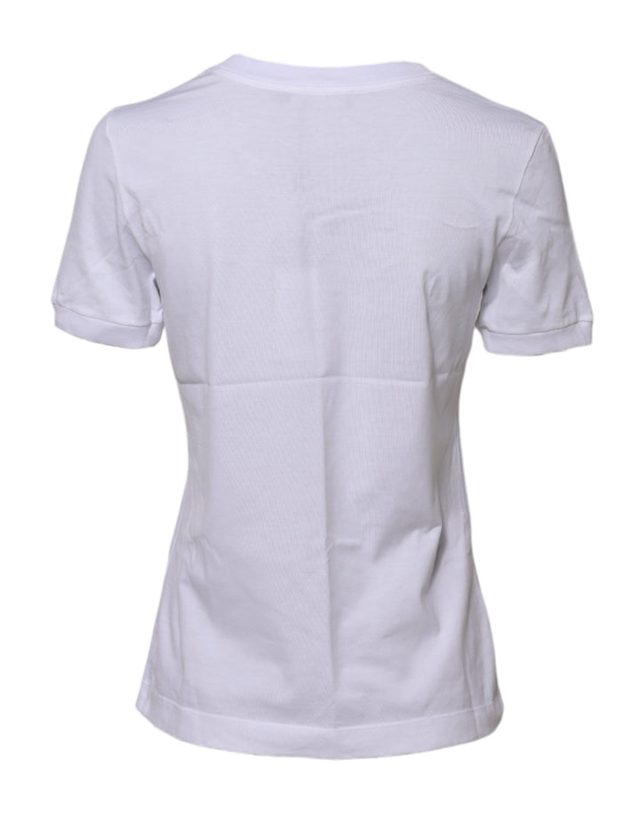 White Cotton Round Neck Short Sleeves T-shirt