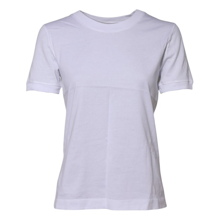 White Cotton Round Neck Short Sleeves T-shirt