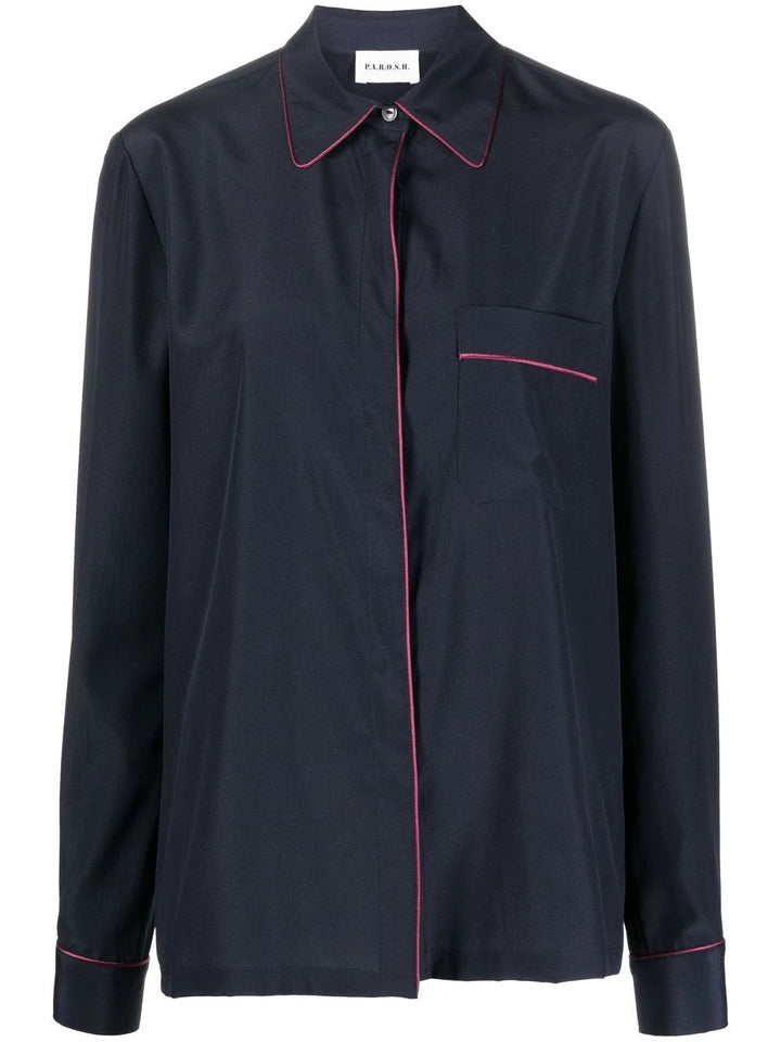 PAROSH seam-detail button-up shirt-0