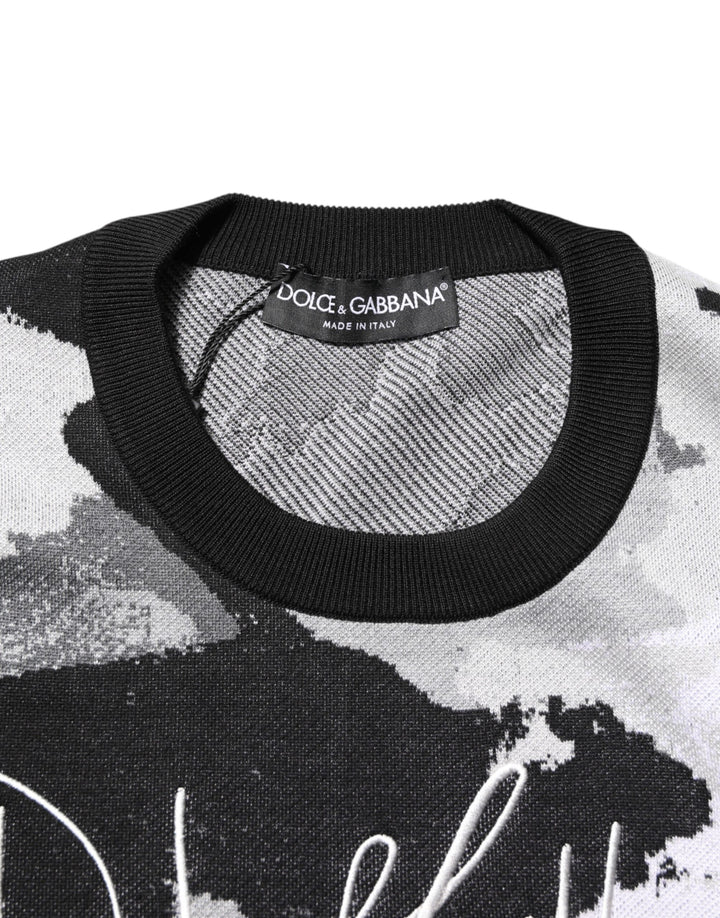 Multicolor Silk Camouflage Pullover Sweater