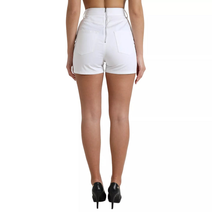 White Front Lace High Waist Hot Pants Shorts