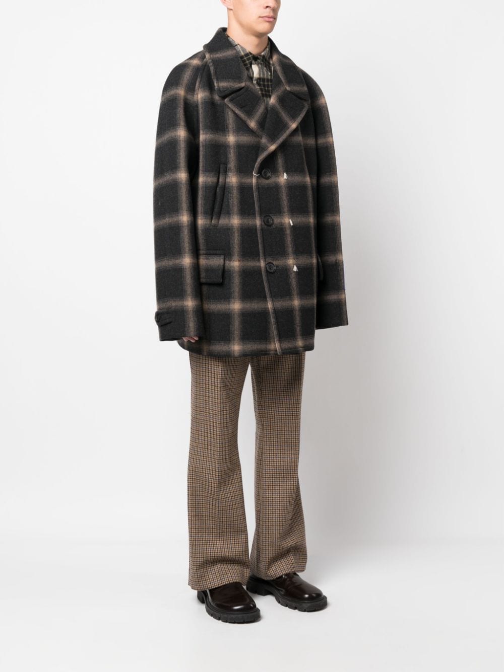 MAISON MARGIELA check-pattern wool coat-3