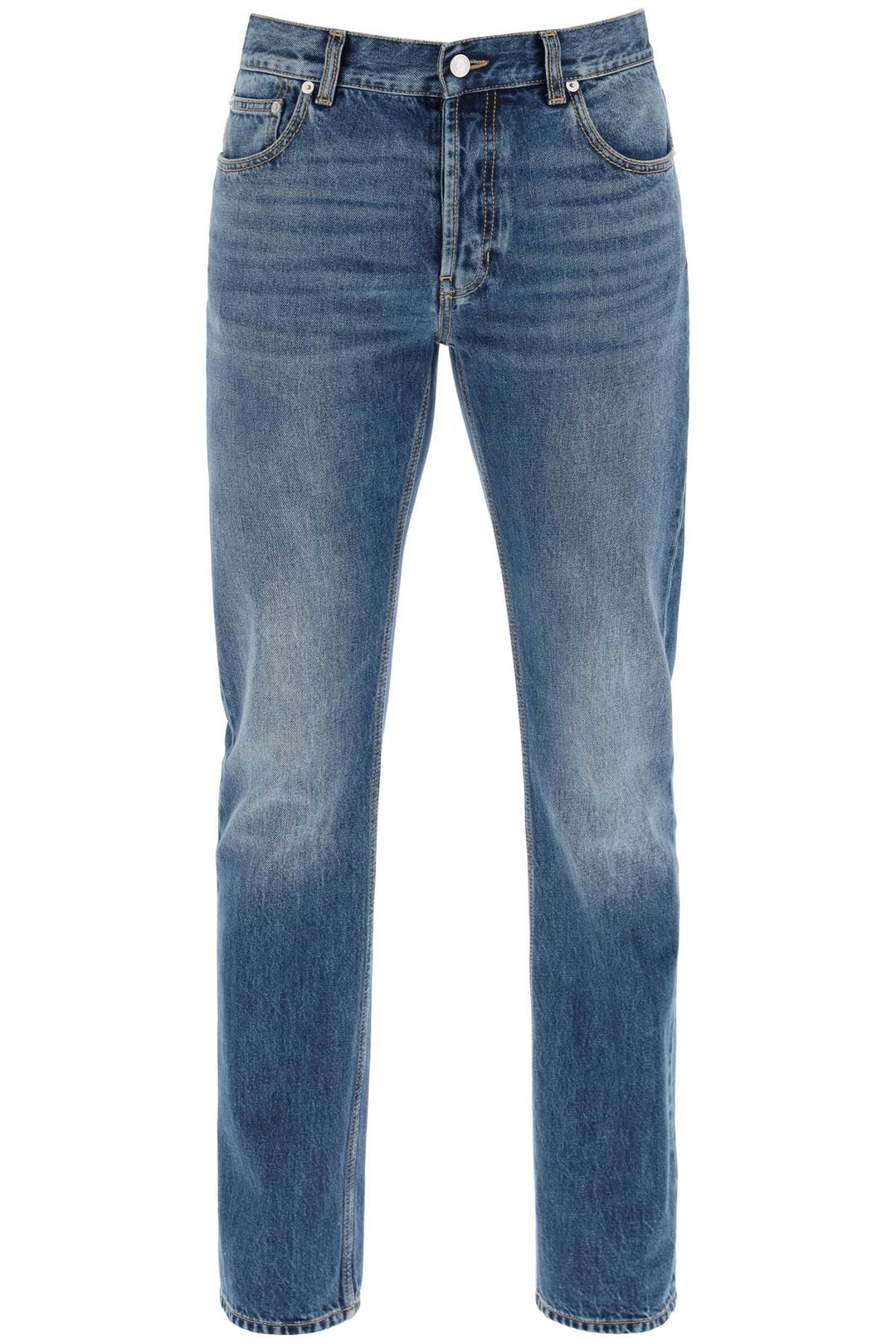 straight leg jeans with faux pocket on the back.-0