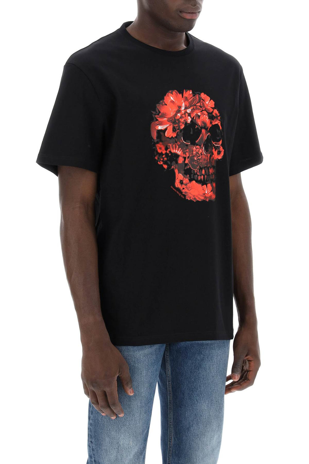 wax flower skull printed t-shirt-1