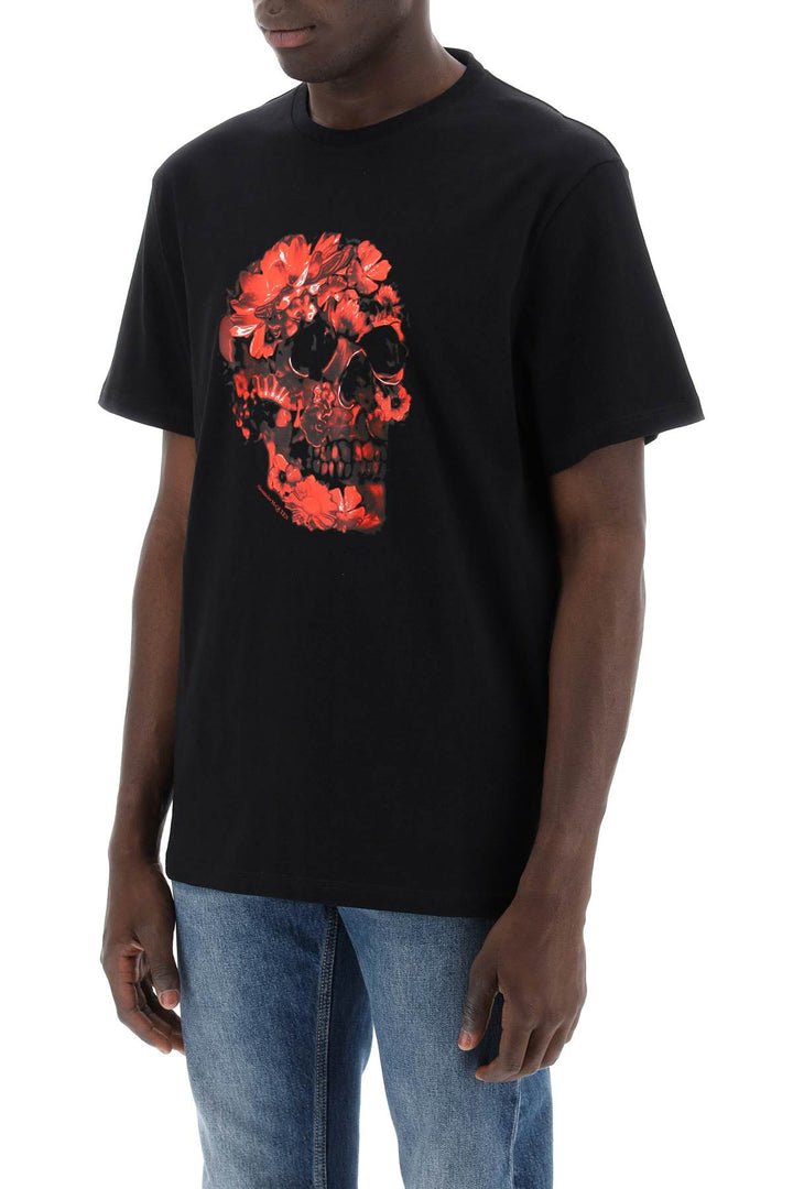 wax flower skull printed t-shirt-3