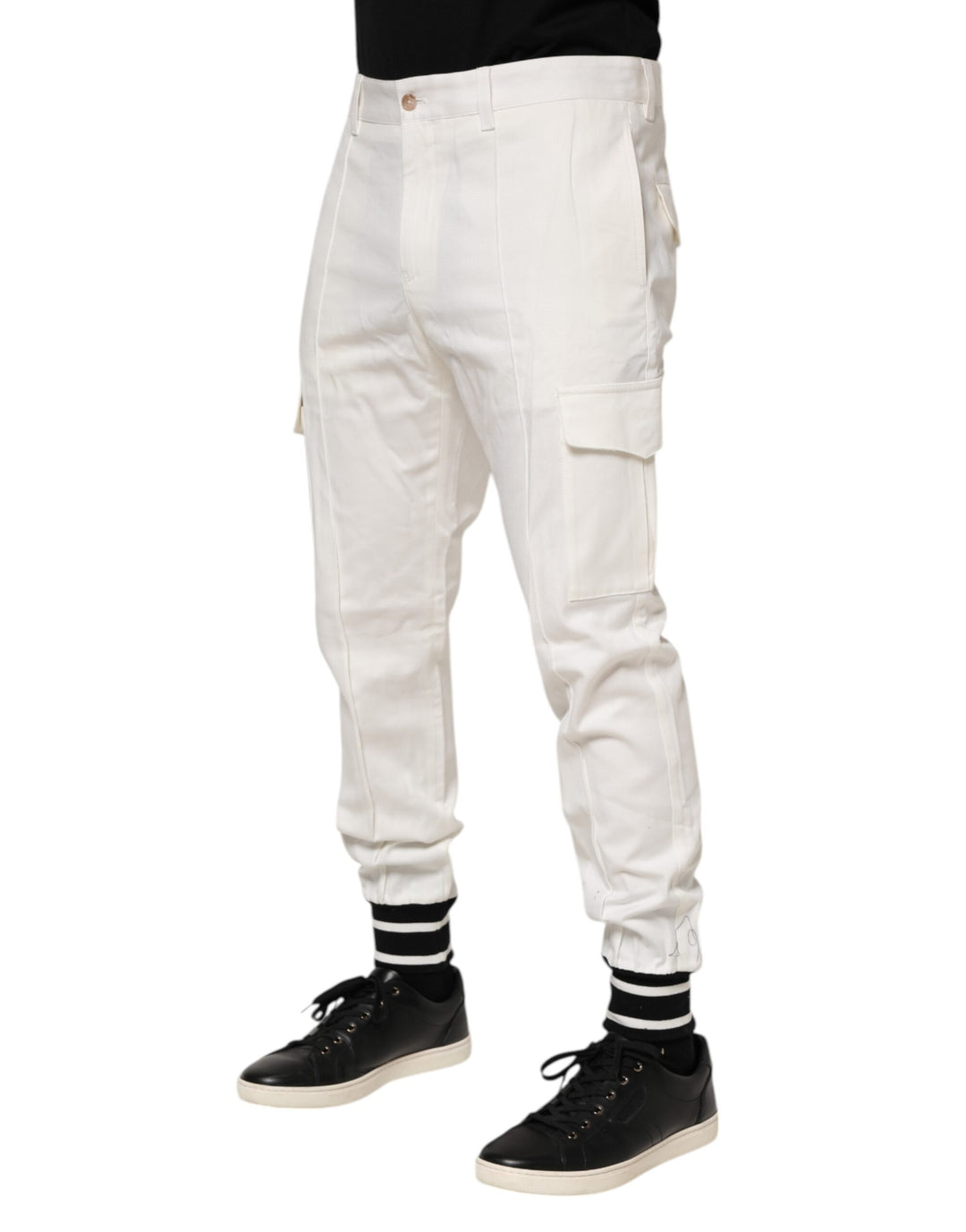 White Cotton Jogger Cargo Skinny Men Pants
