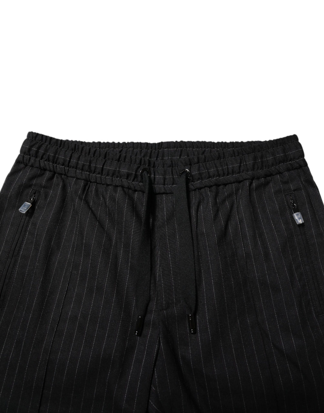 Black Striped Wool Men Jogger Pants