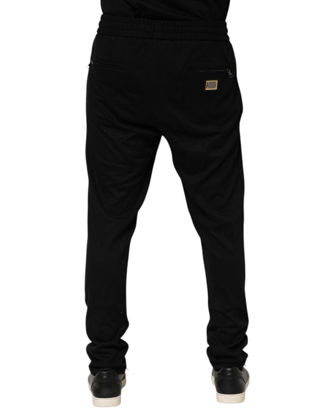 Black Viscose Skinny Logo Men Jogger Pants