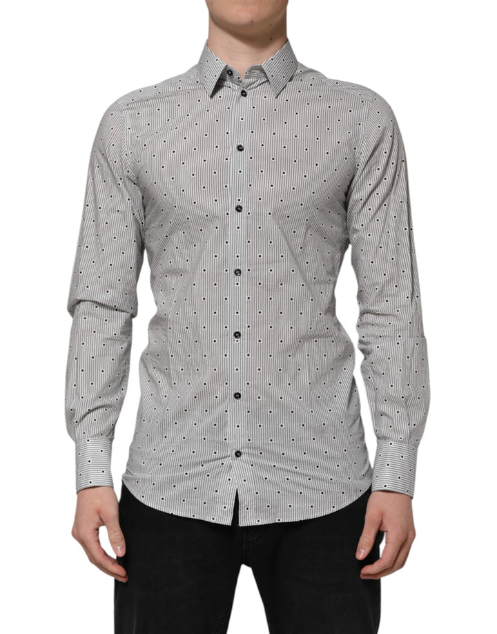 Gray Dotted Semi Fitted GOLD Men Formal Shirt
