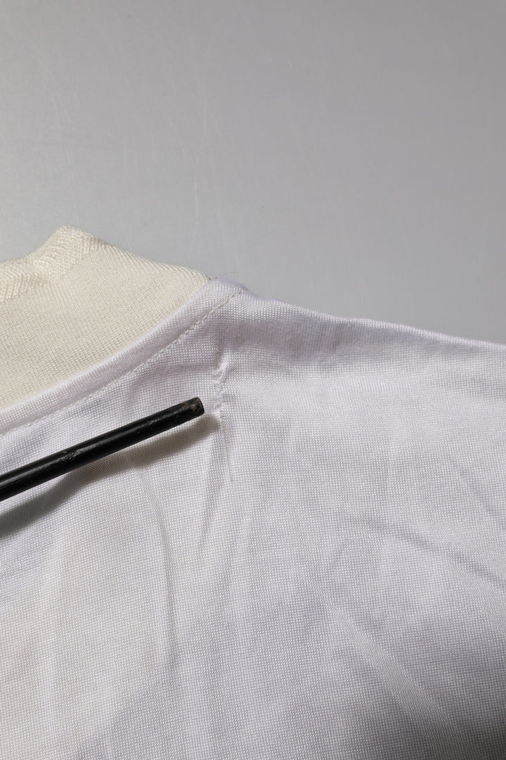 White Silk Crew Neck Long Sleeves T-shirt