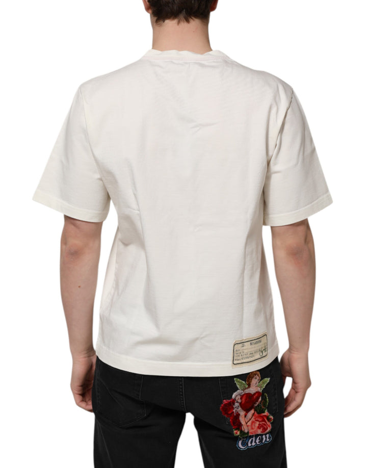 White Love Peace Cotton Men Crew Neck T-shirt