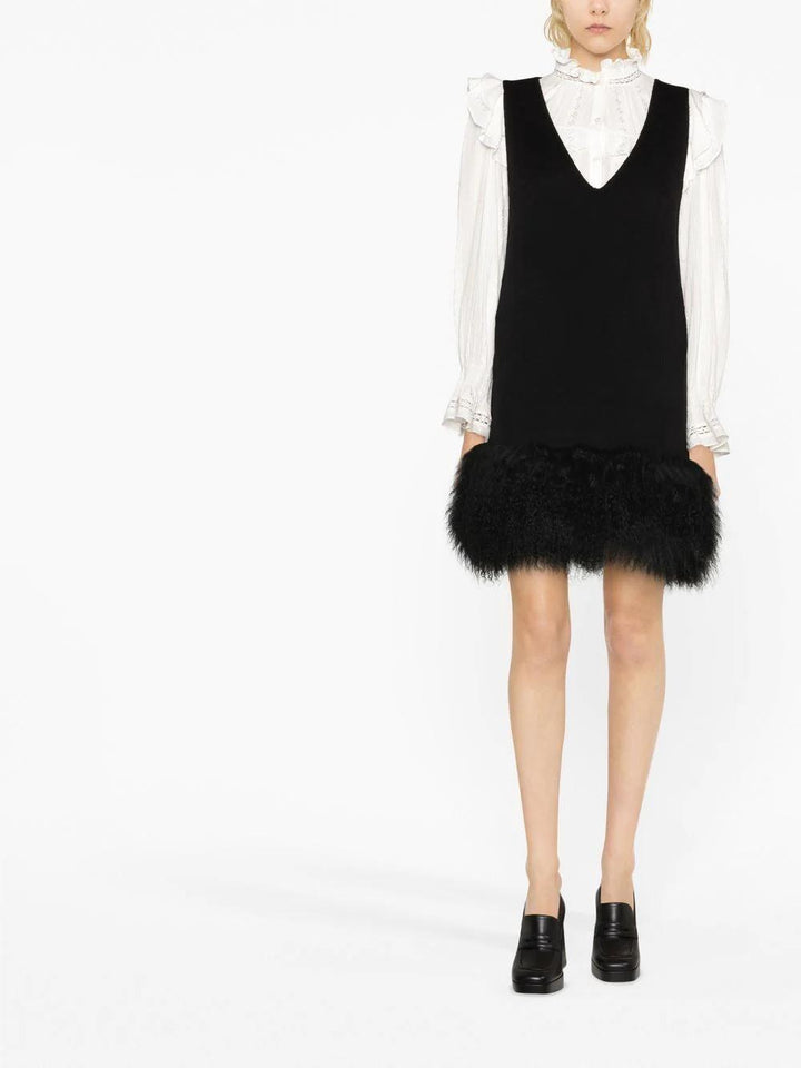 PAROSH shearling-hem minidress-1