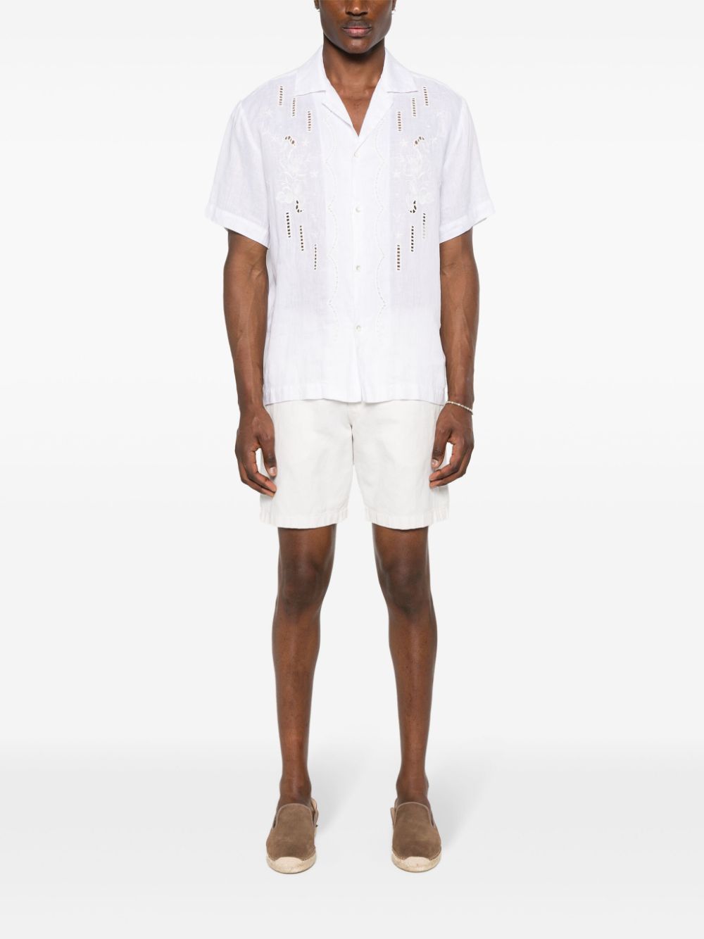 floral-embroidery linen shirt-4