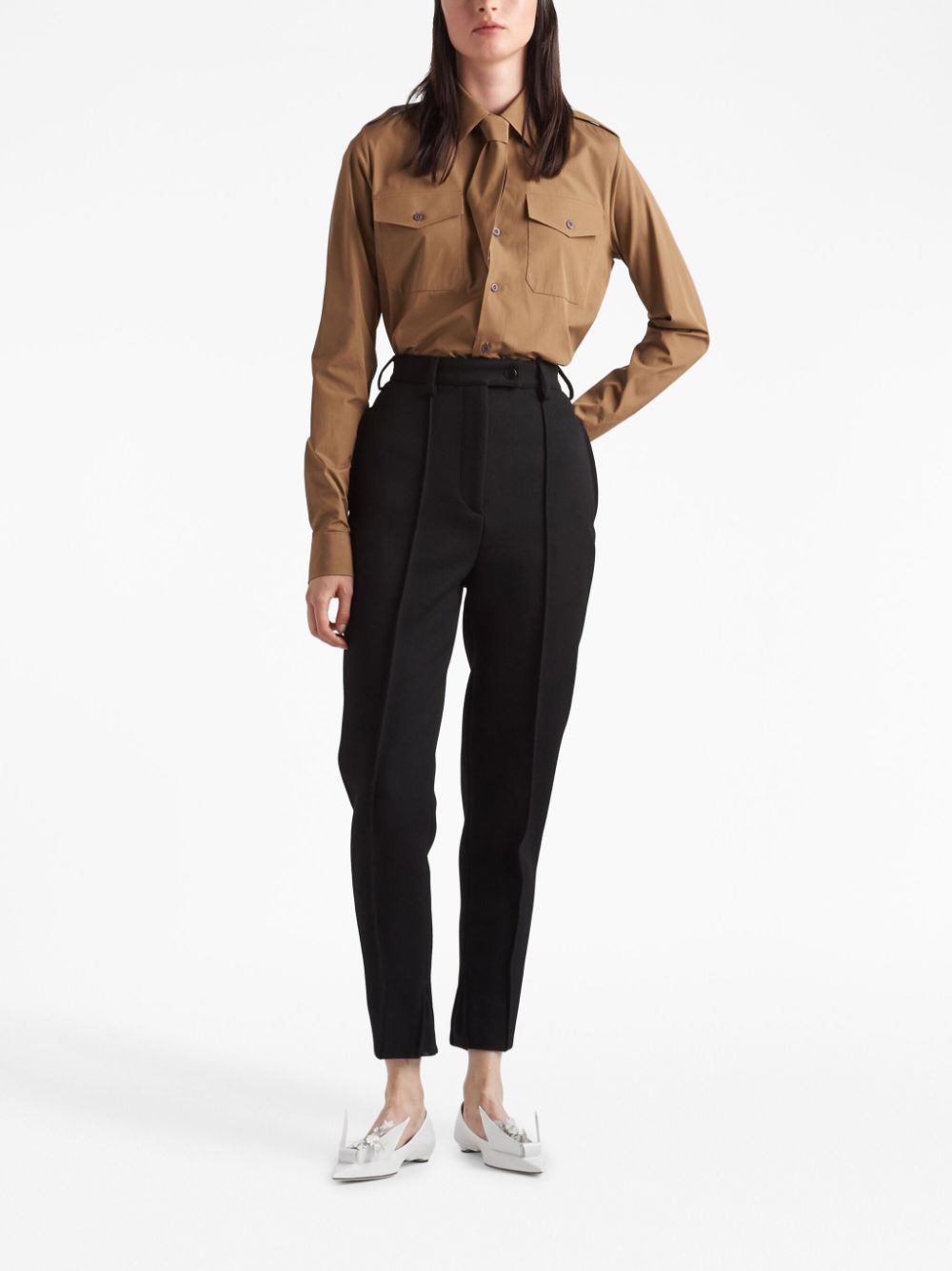 PRADA high-waist skinny-cut trousers-1