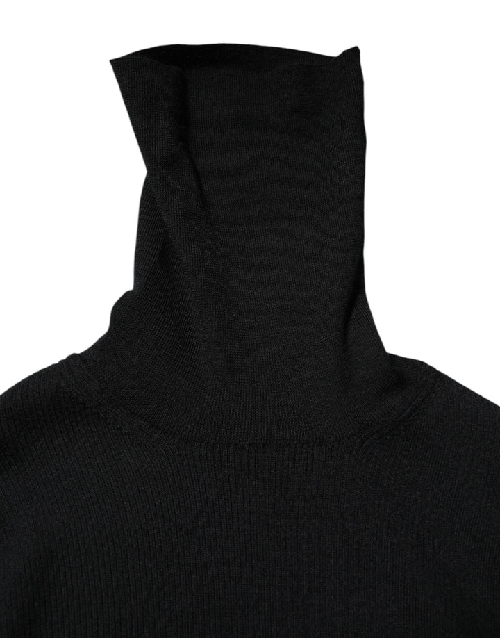 Black Long Sleeves Turtle Neck Mini Dress