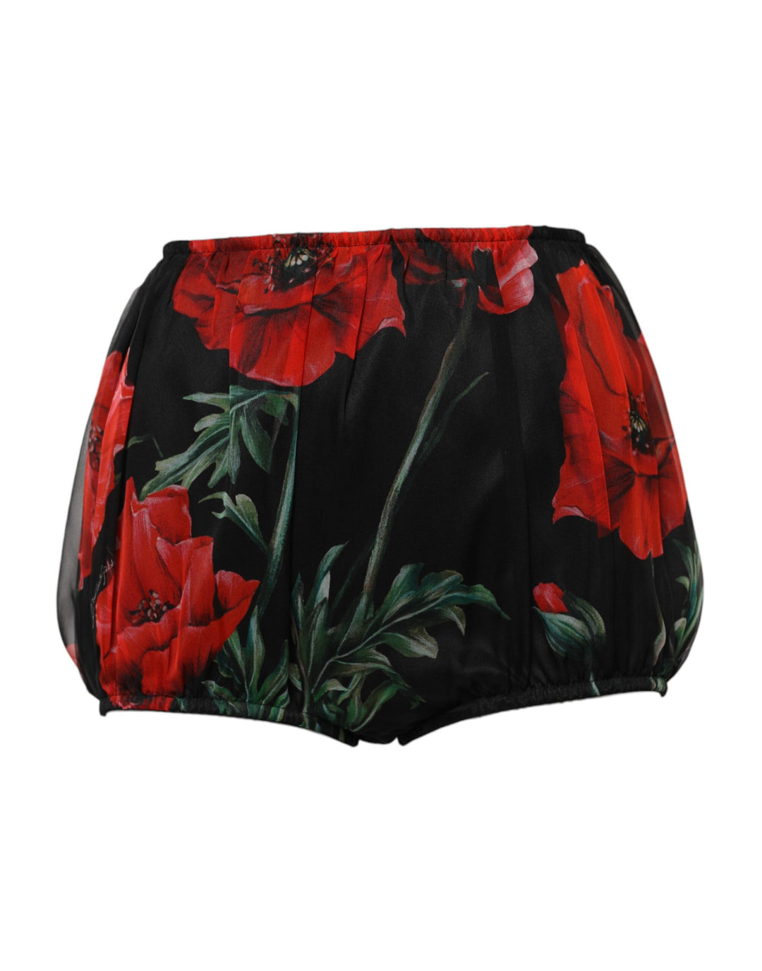 Black Floral High Waist Women Hot Pants Shorts