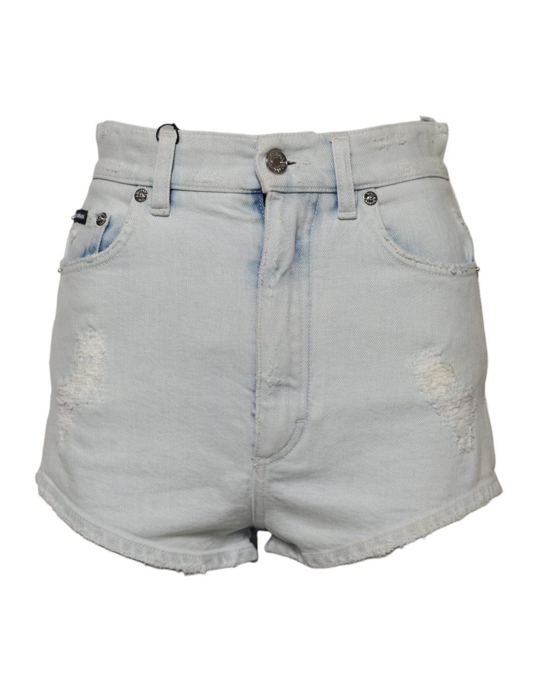 Light Blue Washed Denim Cotton Hot Pants Shorts
