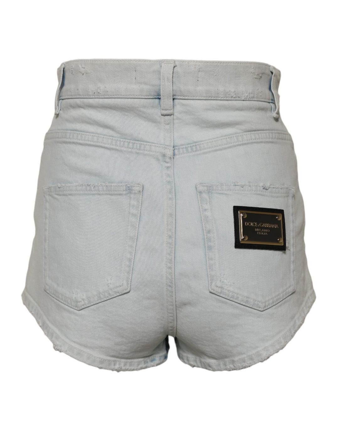 Light Blue Washed Denim Cotton Hot Pants Shorts