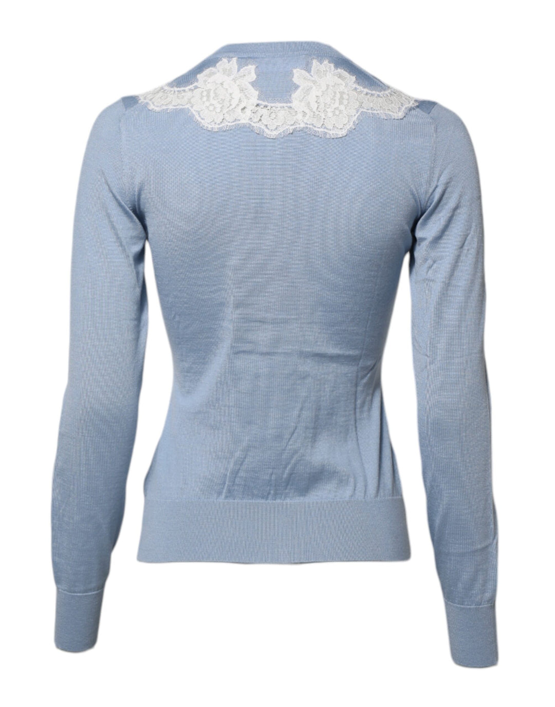 Blue Floral Lace Detailing Cardigan Sweater