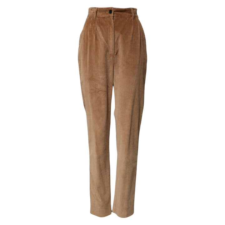 Brown Cotton Corduroy Tapered Pants