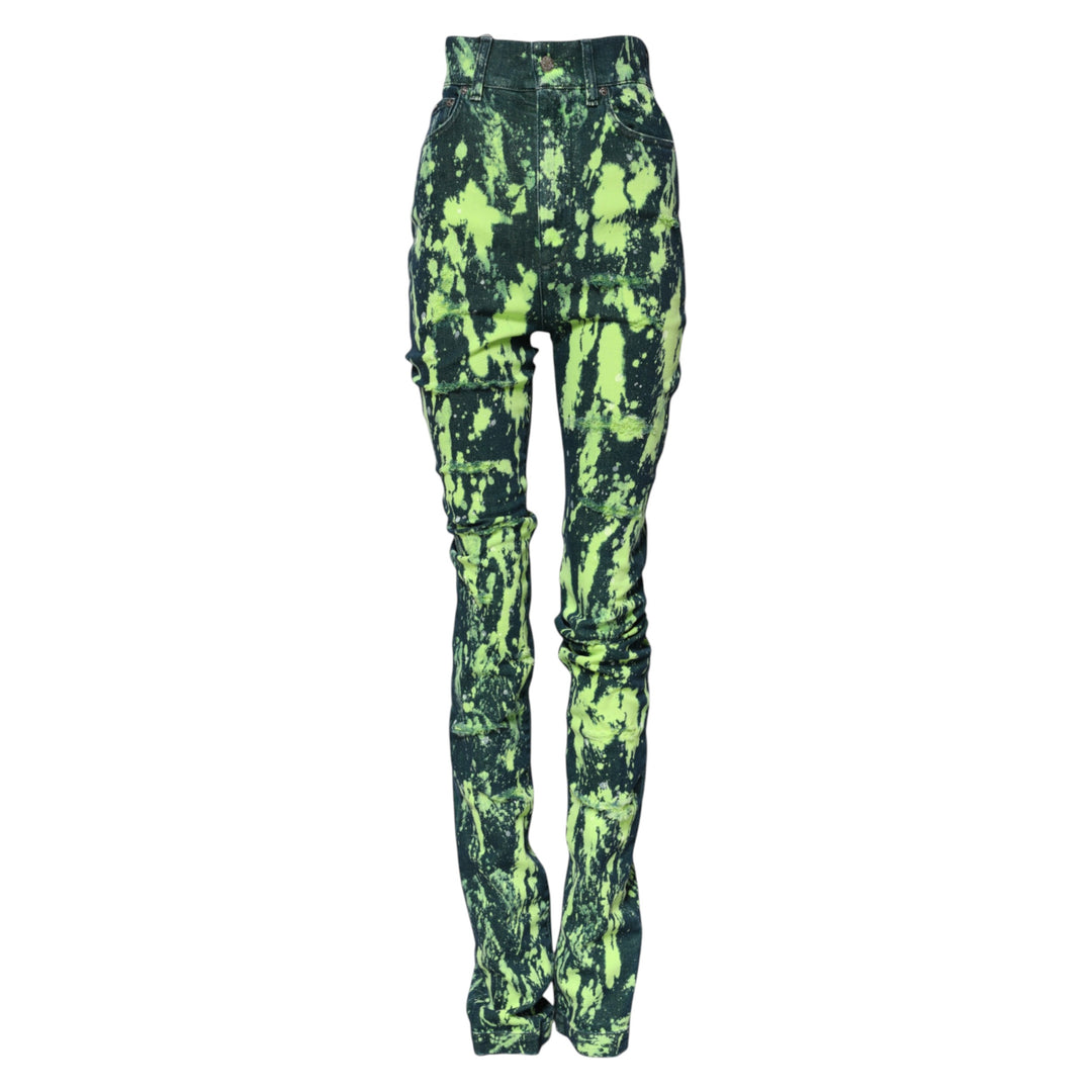 Green Color Splash High Waist Denim Jeans