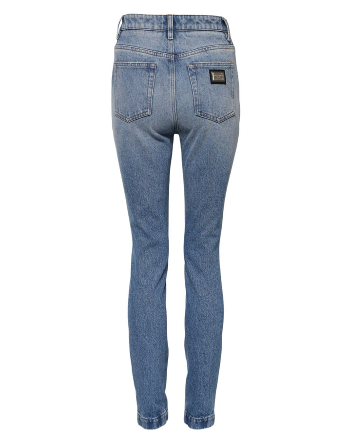Blue Washed Skinny High Waist Denim Jeans