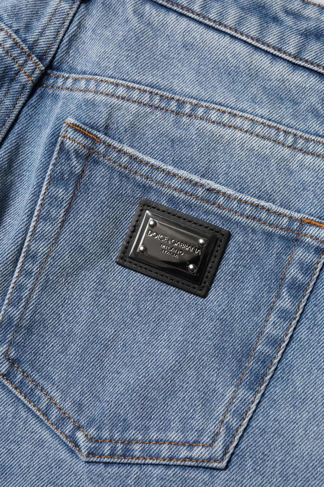 Blue Washed Skinny High Waist Denim Jeans