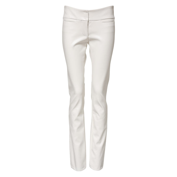 White Polyurethane High Waist Tapered Pants