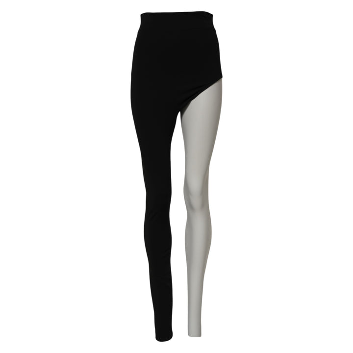 Black Wool High Waist Single Leg Pants