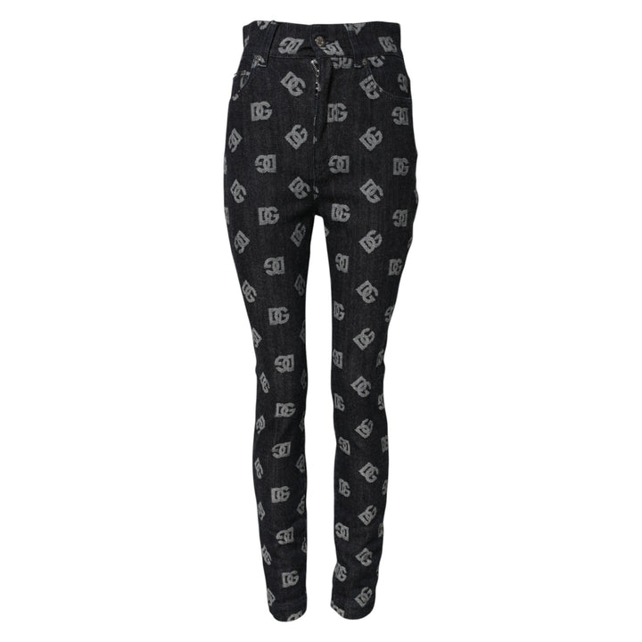 Black DG Logo High Waist Skinny Denim Jeans