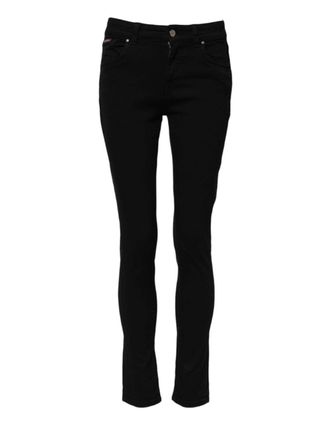 Black Cotton Skinny Mid Waist Denim Jeans