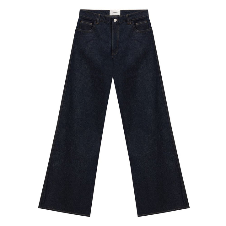 Blue Cotton High-Waisted Jean