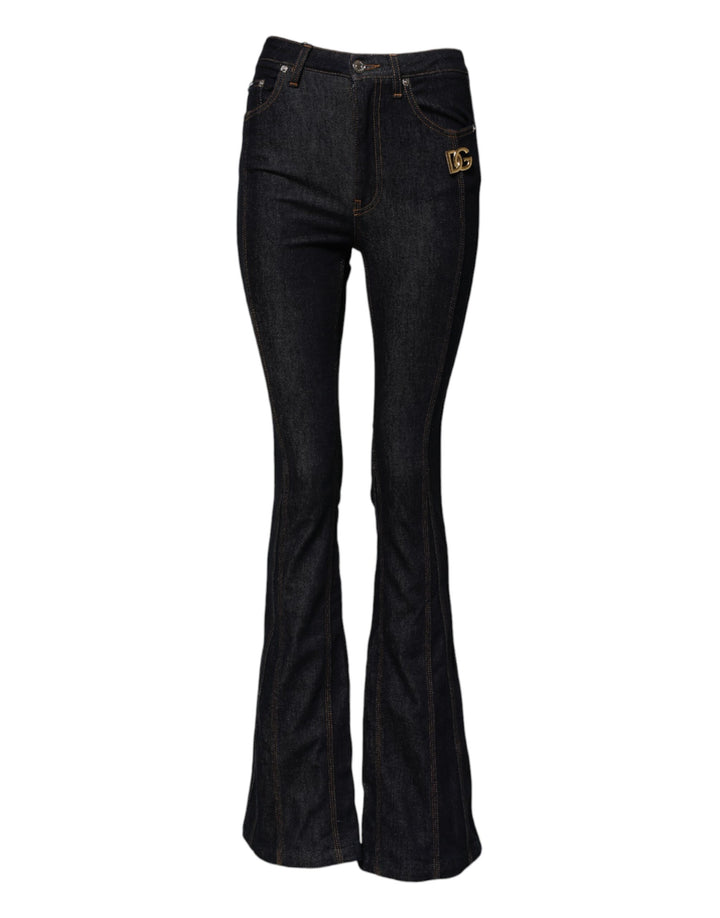 Black Cotton Mid Waist Bootcut Denim Jeans