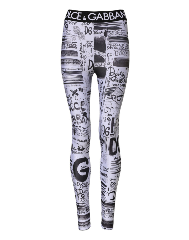 White Graphic HighWaist Skinny Leggings Pants