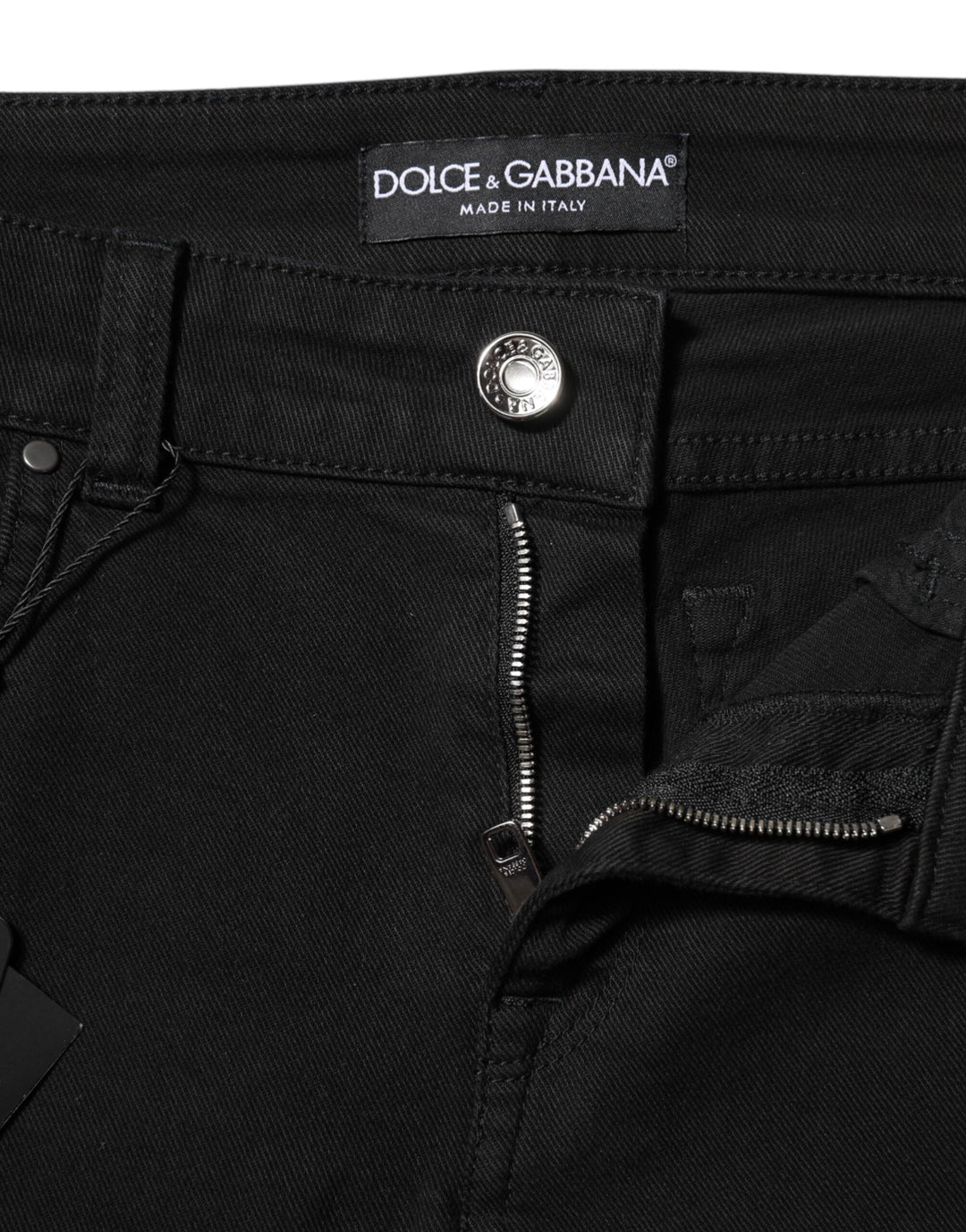 Black Cotton Logo Skinny Mid Waist Denim Jeans