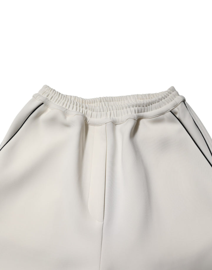 White Viscose Wide Leg Pull On Pants