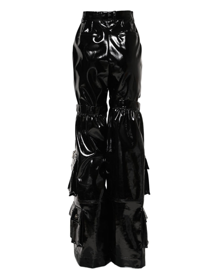 Black High Waist Cargo Bootcut Pants