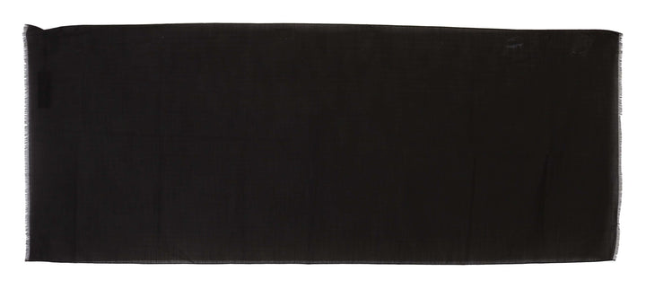 Dolce & Gabbana Dark Gray Virgin Wool Striped Pattern Wrap Scarf
