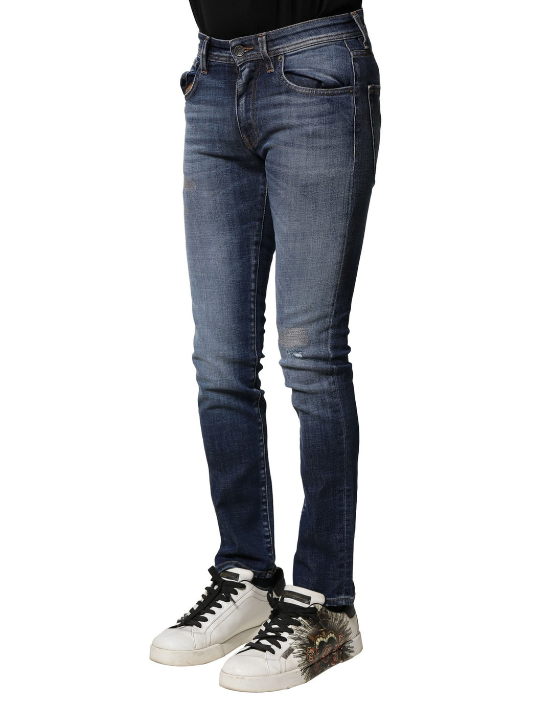 Blue Washed Cotton Slim Fit Men Denim Jeans