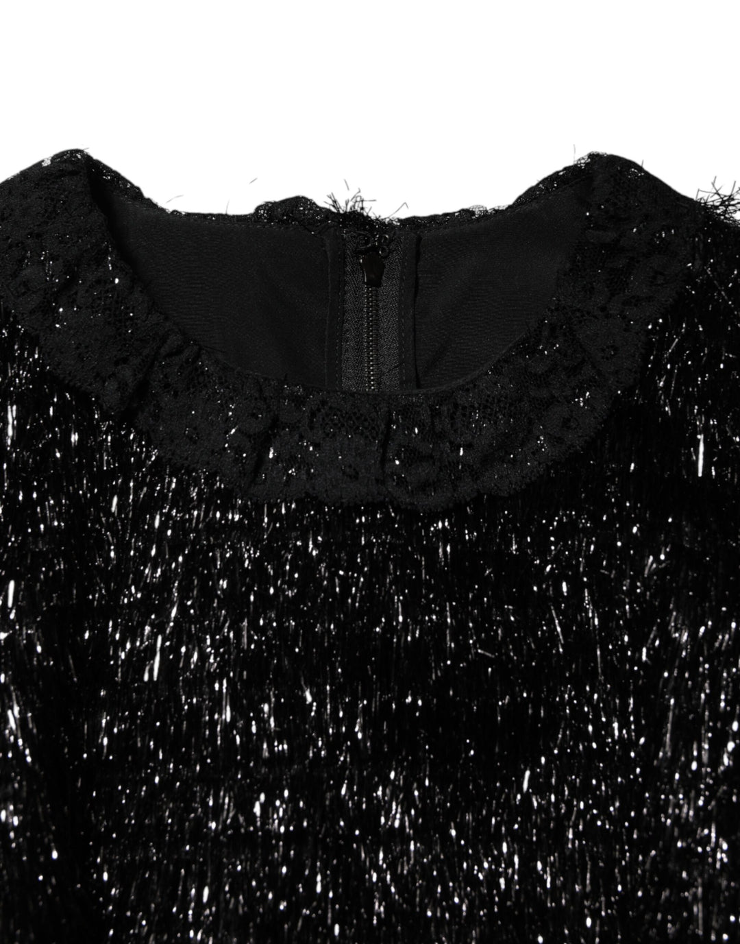 Metallic Black Polyester A-line Midi Dress