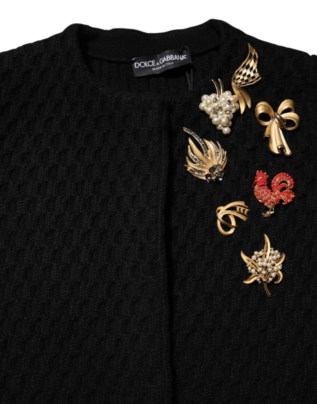 Black Cashmere Quilted Embellished Jacket