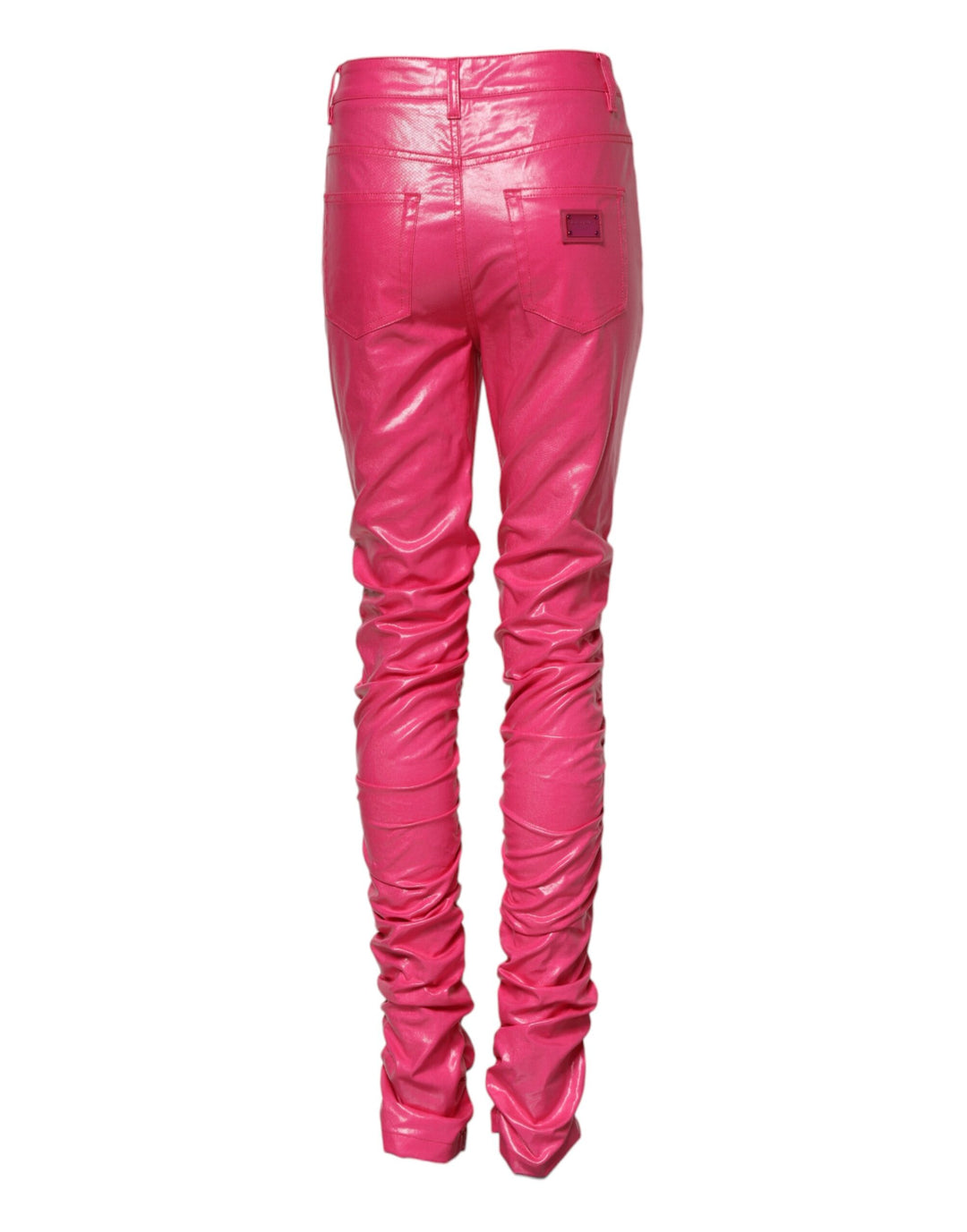 Pink Cotton High Waisted Skinny Denim Jeans