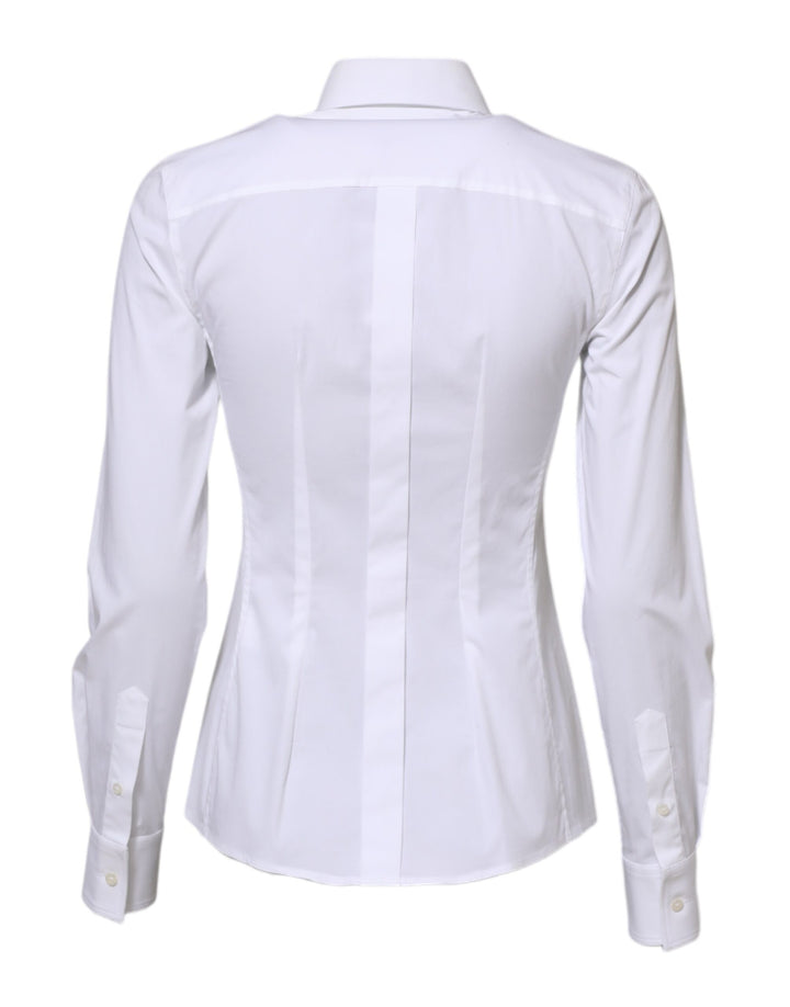 White Cotton Long Sleeves Collared Shirt Top