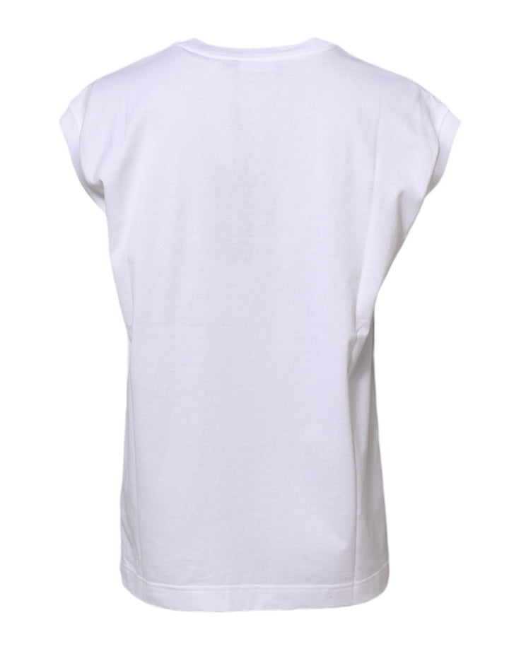 White Cotton Sleeveless Women Tank T-shirt